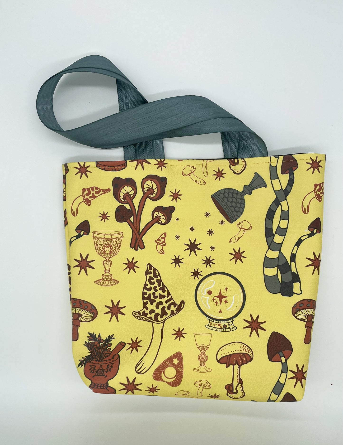 Yellow Mushrooms Vinyl Tote - Shoulder Bag - Purse