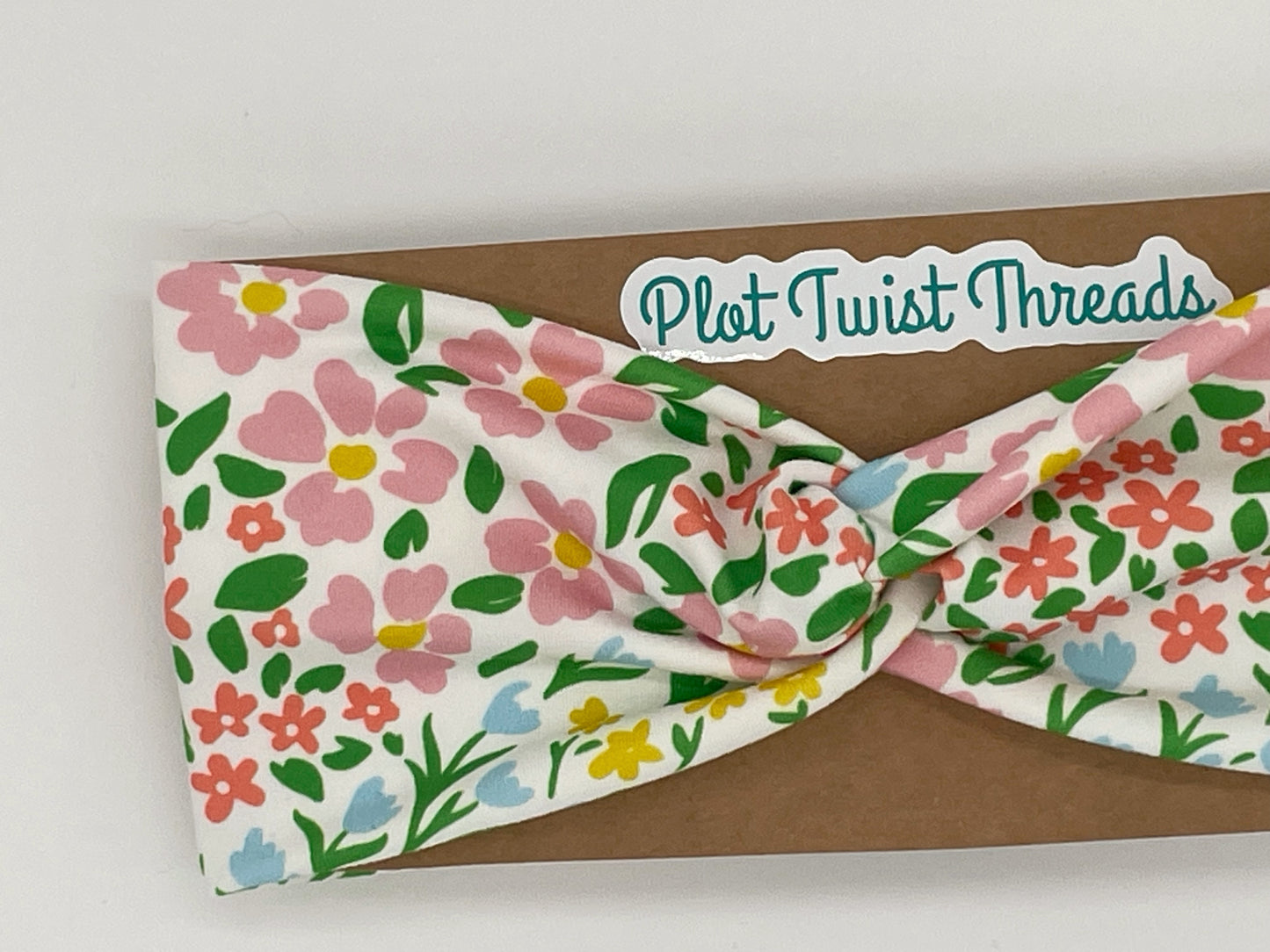 Adult Knot Headband - Spring Watercolor Flowers