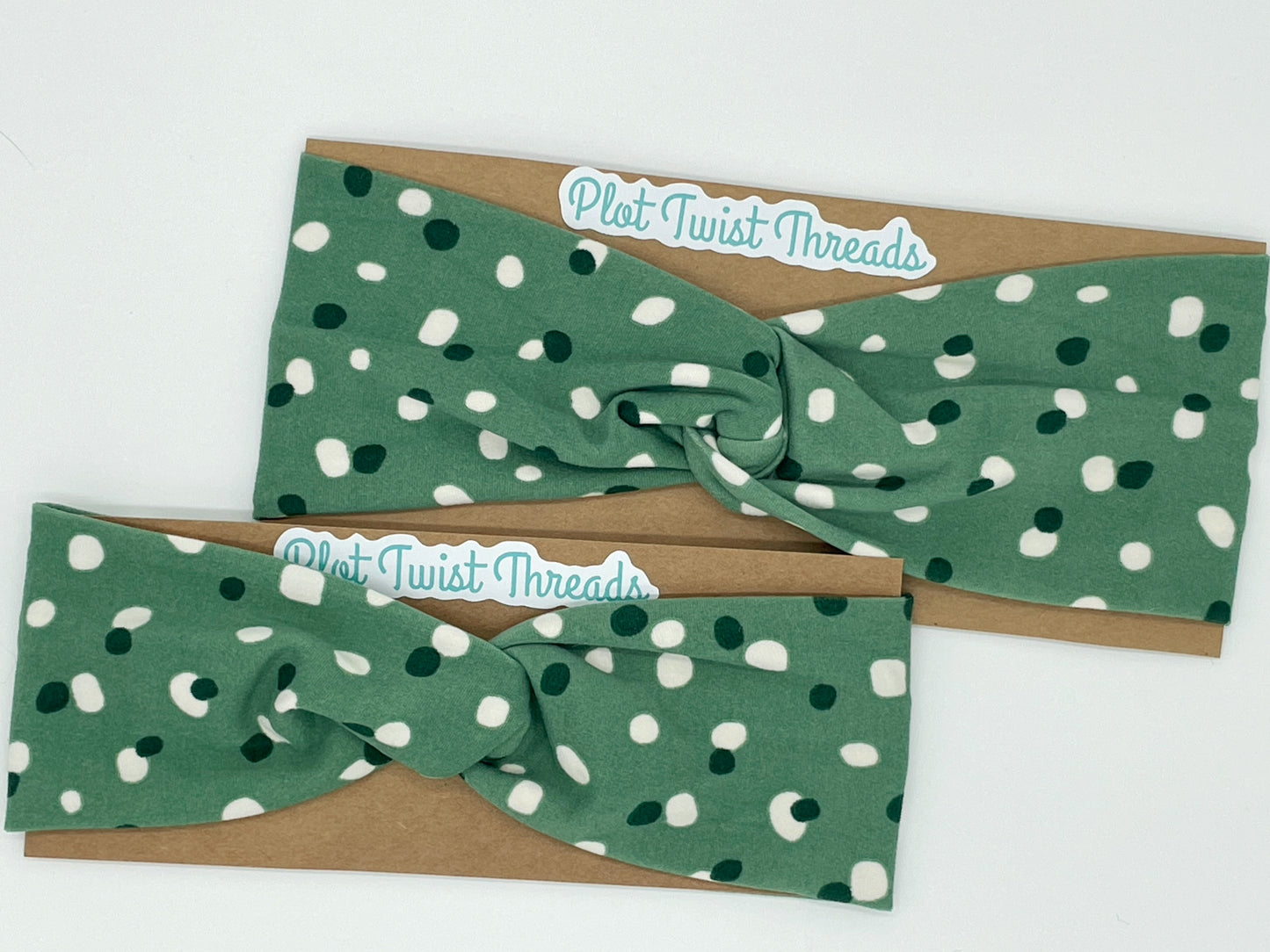 Adult Knot Headband - Green Dots