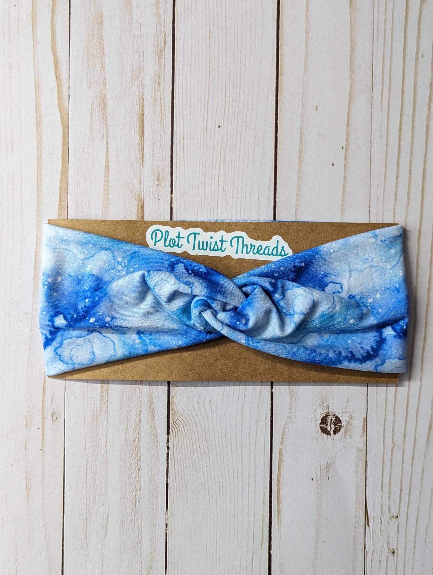 Adult Knot Headband - Ice Blue Tie Dye