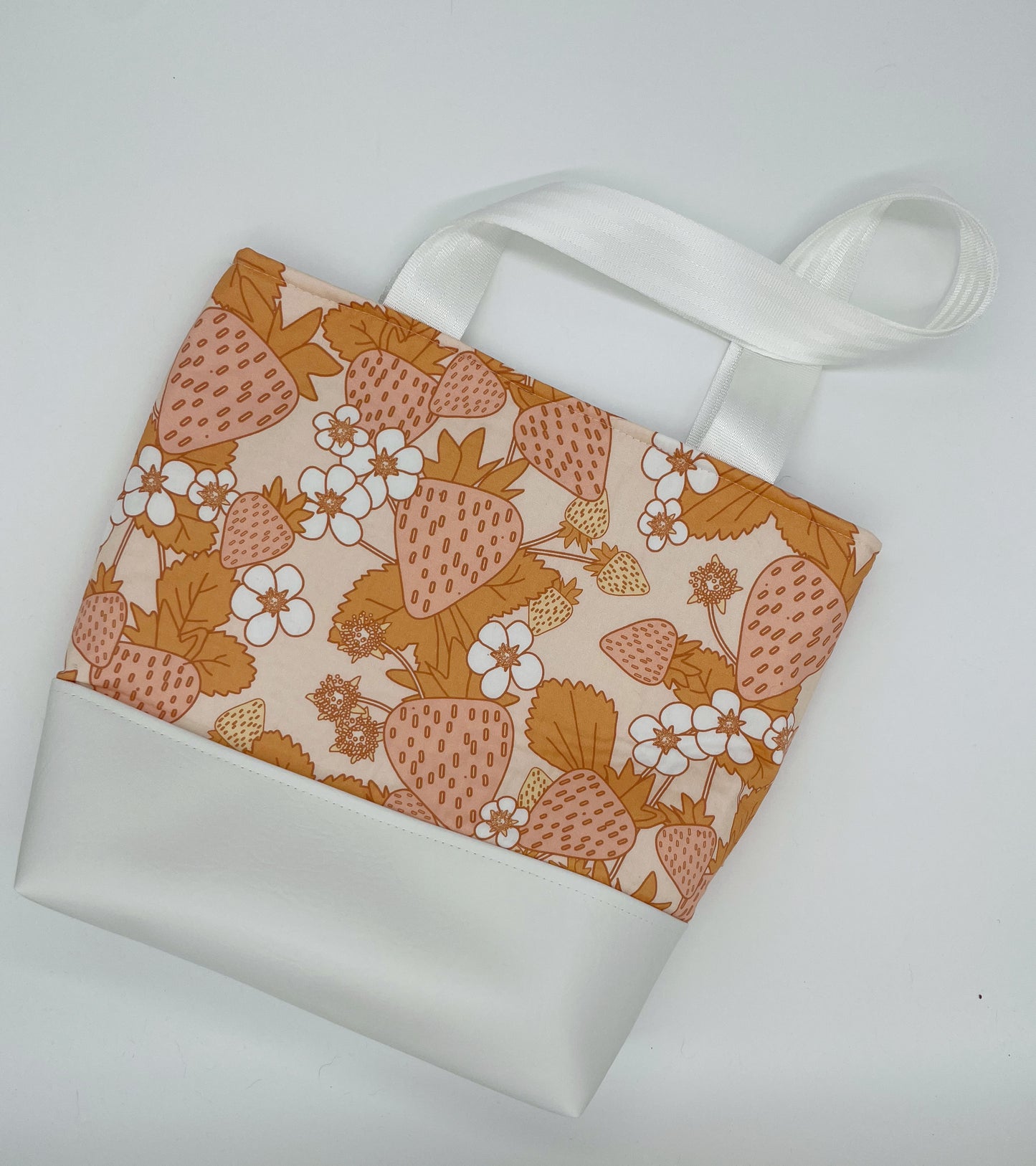 Strawberries Cotton with Vinyl Tote - Shoulder Bag - Purse