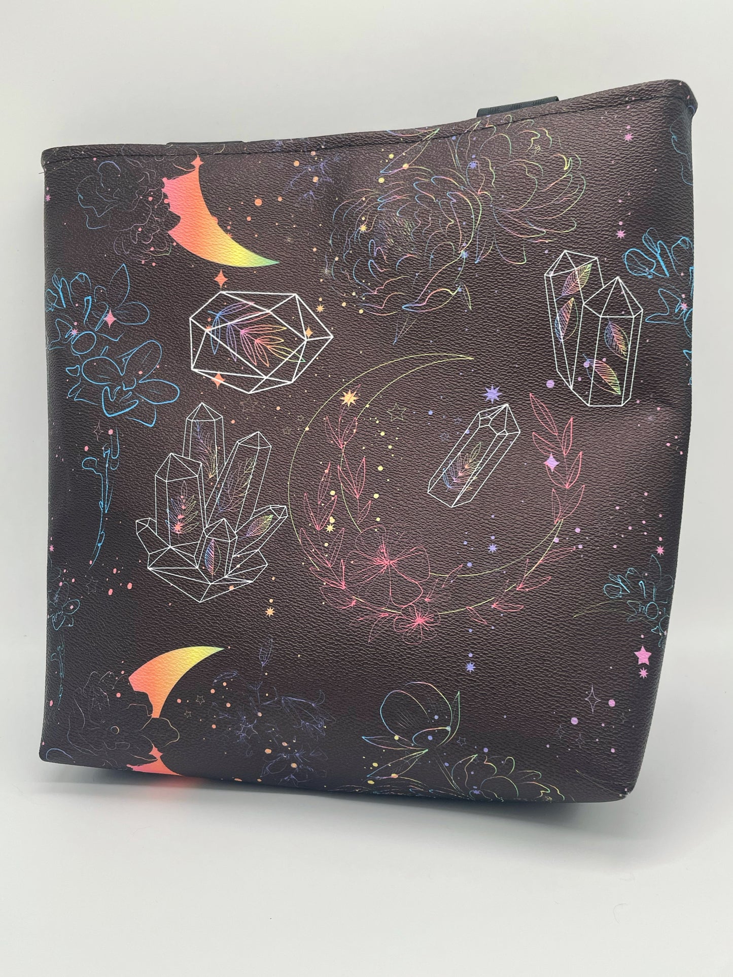 Floral Crystals Vinyl Tote - Shoulder Bag - Purse