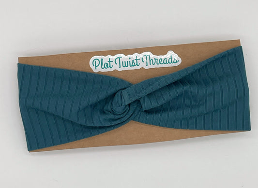 Adult Knot Headband - Teal Rib Knit