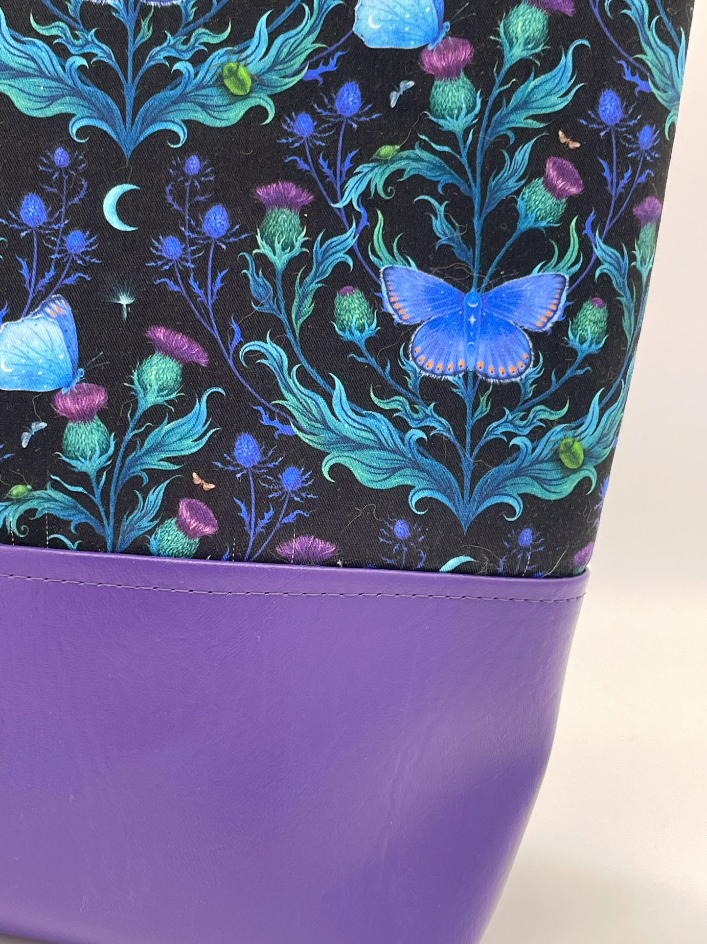 Moths & Thistle Cotton with Vinyl Tote - Shoulder Bag - Purse