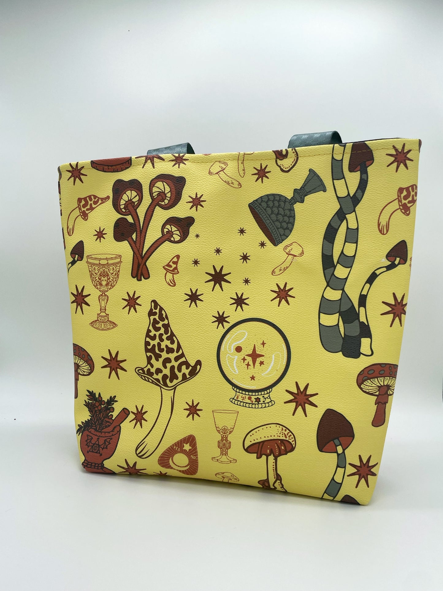 Yellow Mushrooms Vinyl Tote - Shoulder Bag - Purse