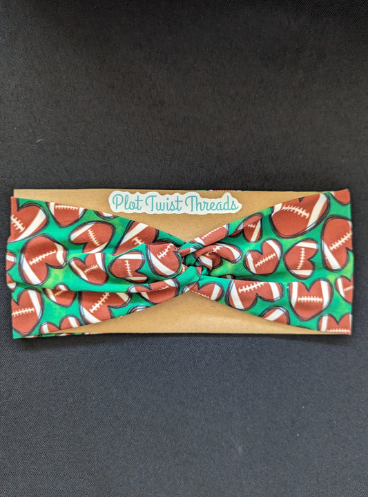 Adult Knot Headband - Football Hearts