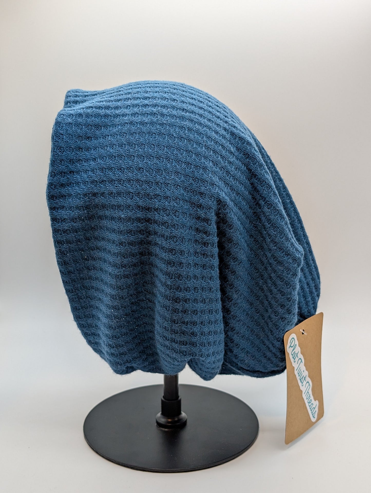 Adult Beanie Teal Waffle Knit