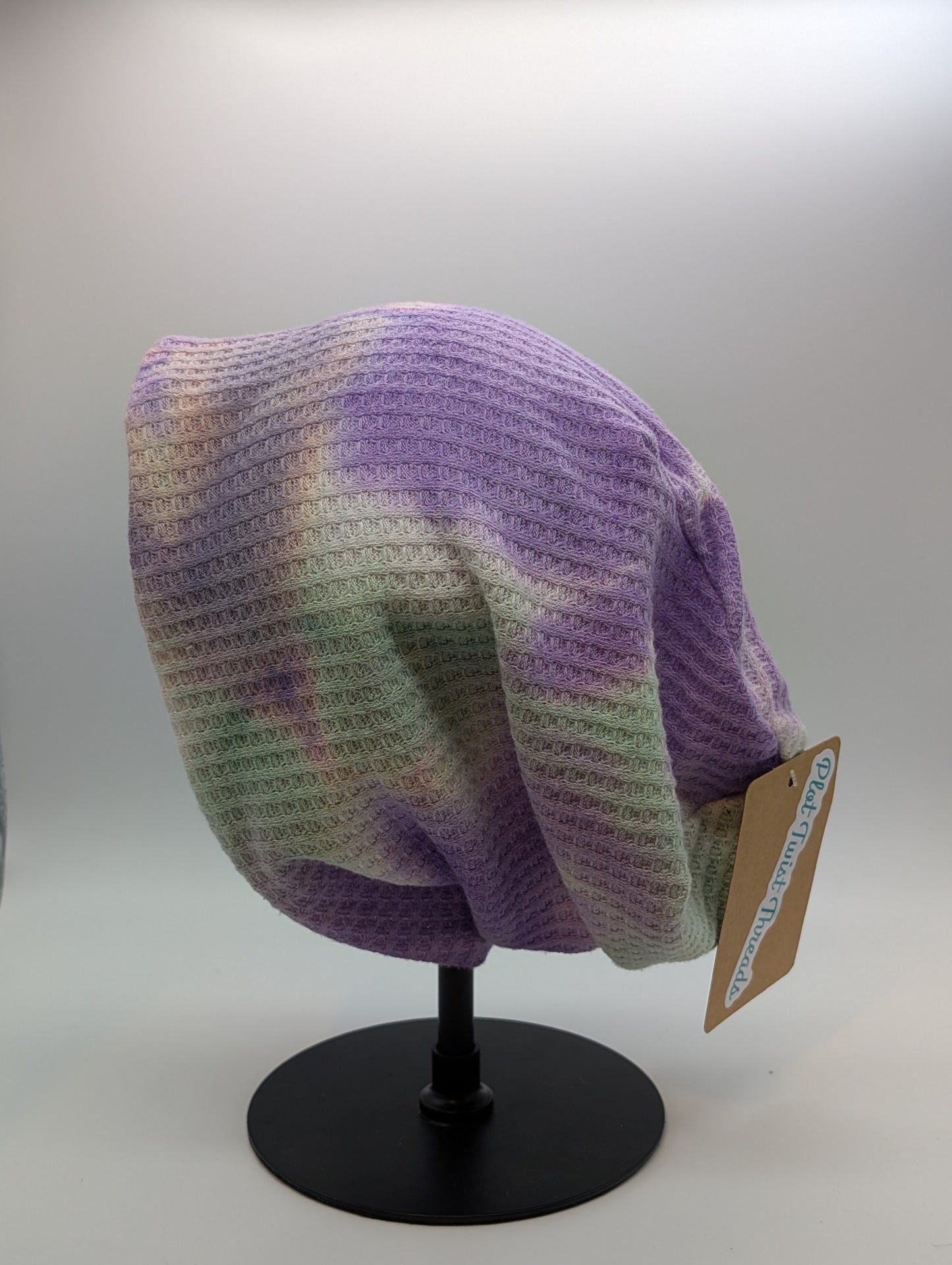 Adult Beanie Lilac/Mint Tie Dye Waffle Knit