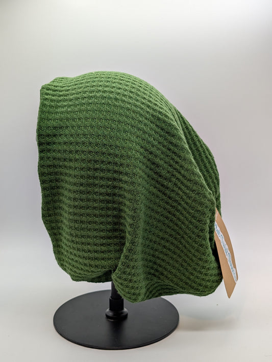 Adult Beanie Green Waffle Knit