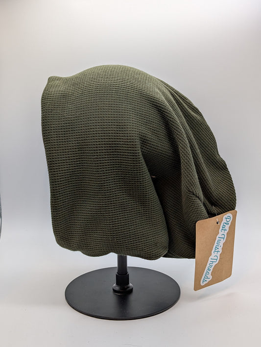 Adult Beanie Green Thermal Waffle