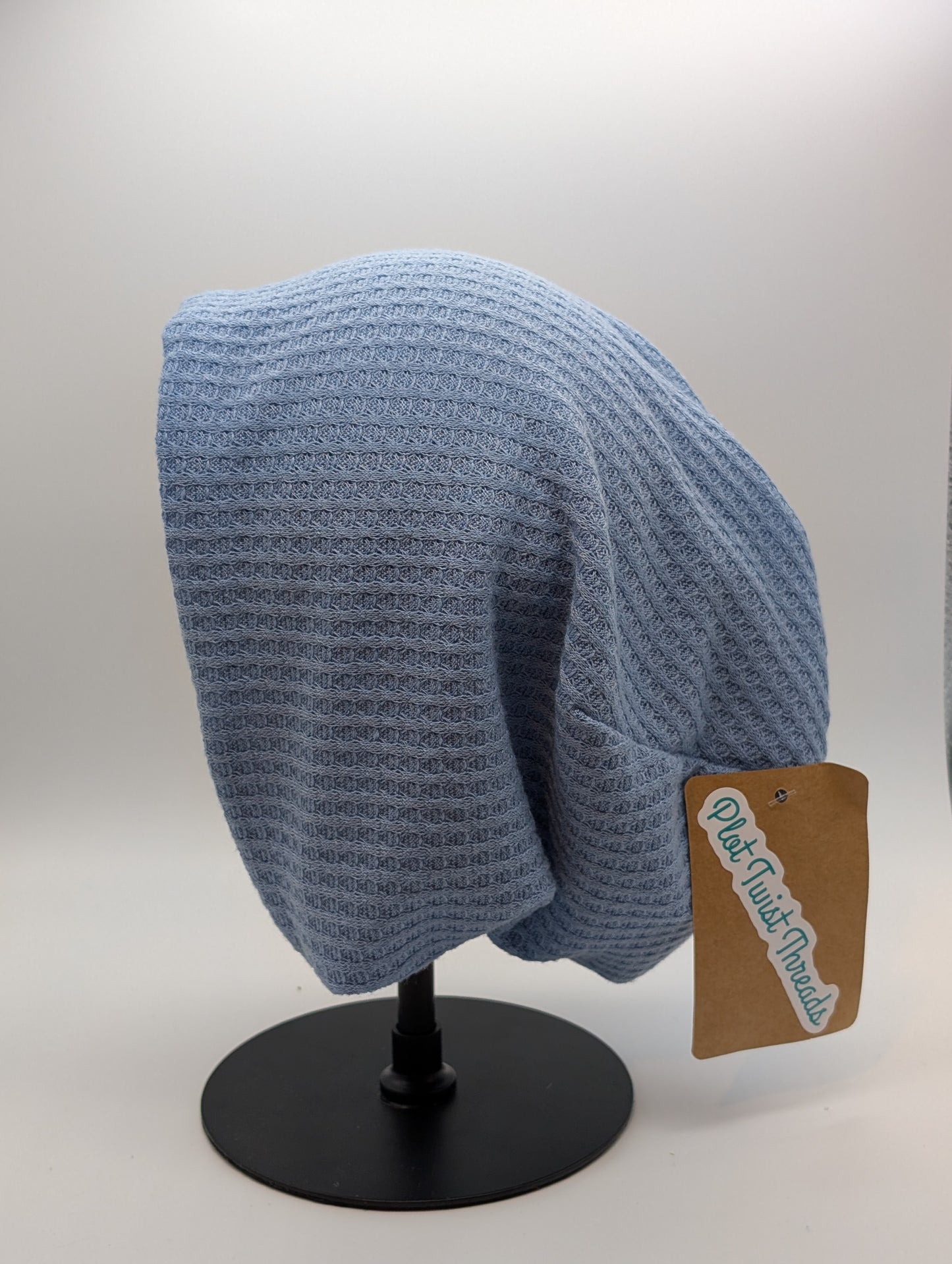 Adult Beanie Light Blue Waffle Knit