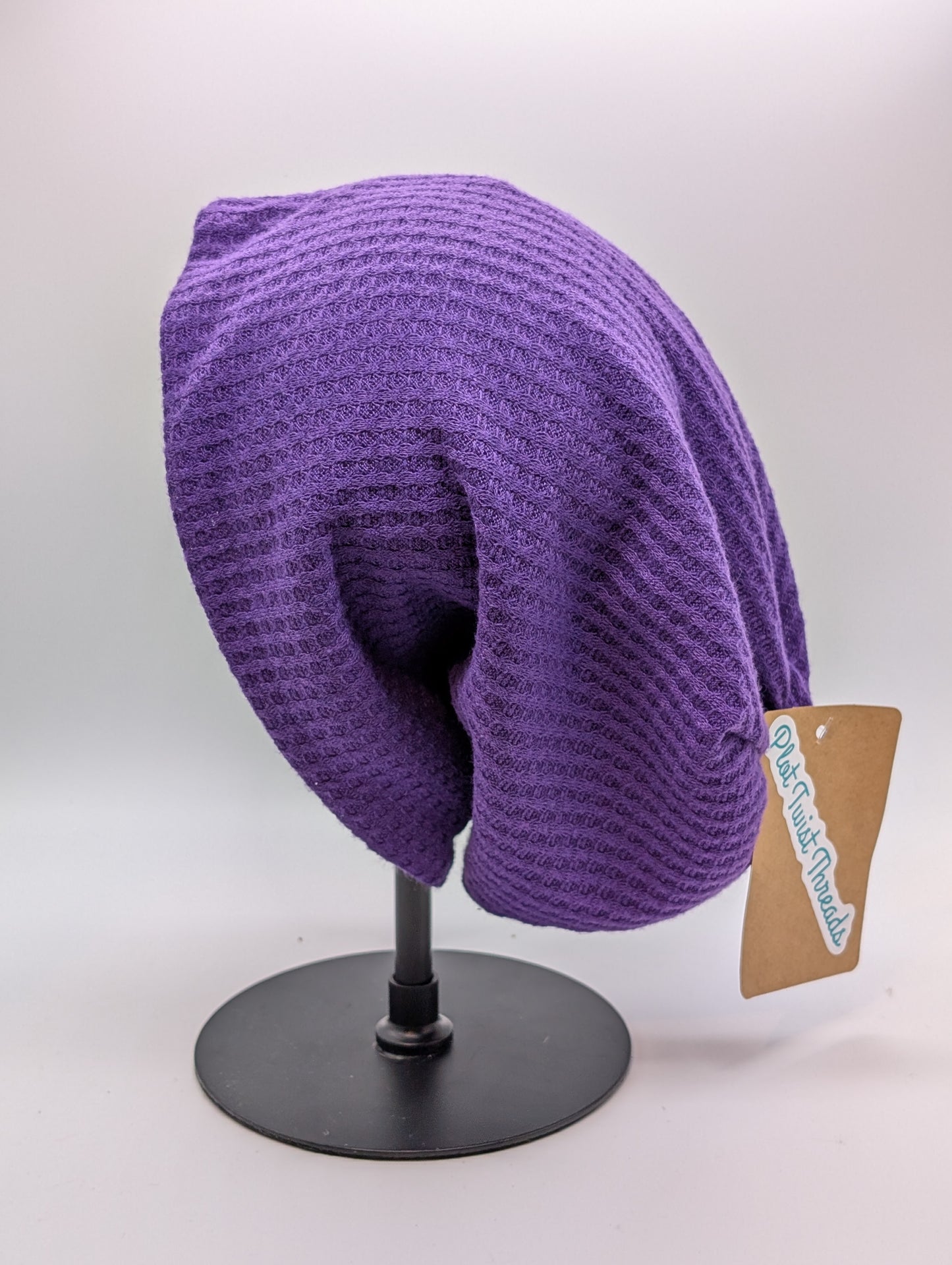 Adult Beanie Purple Waffle Knit