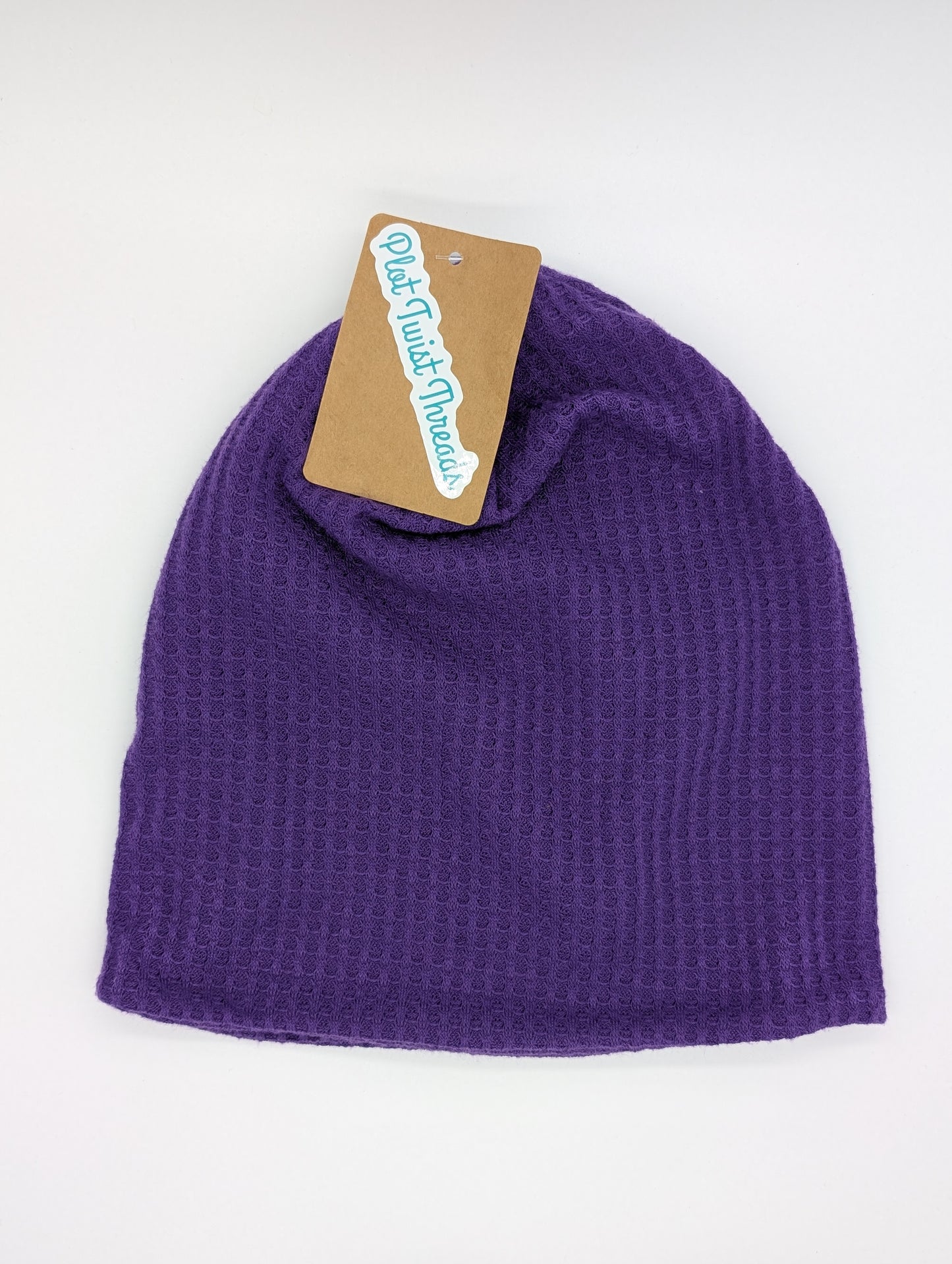 Adult Beanie Purple Waffle Knit