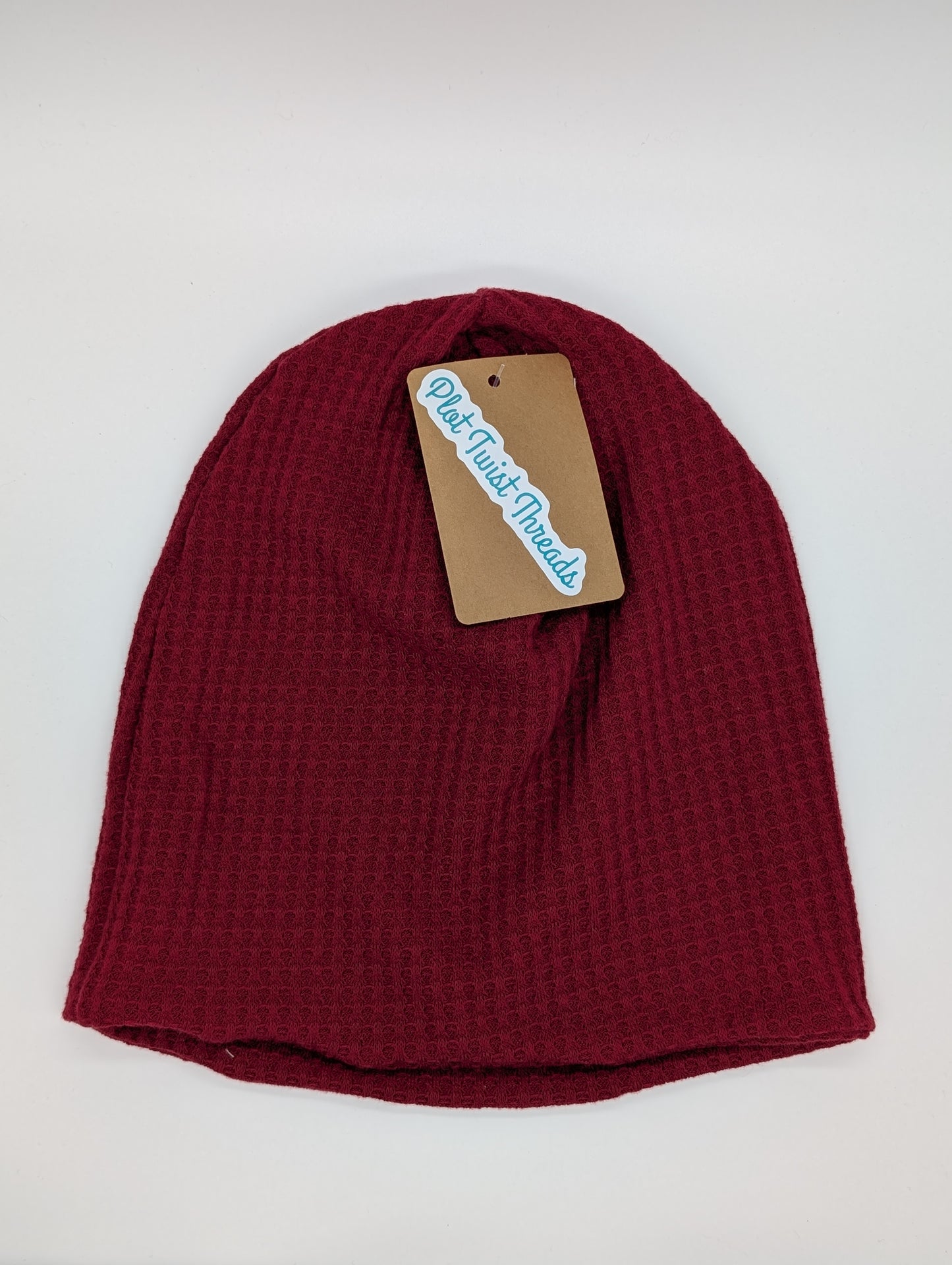 Adult Beanie Red Waffle Knit