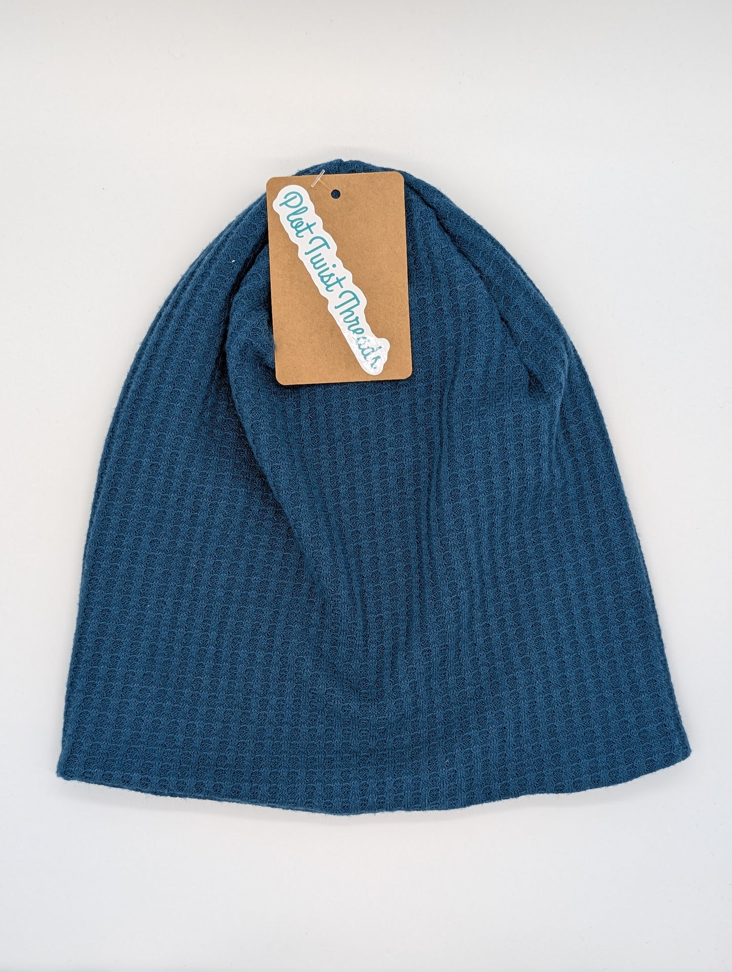 Adult Beanie Teal Waffle Knit