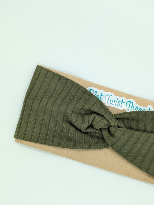 Adult Twist Headband - Rib Knit - Solid - Olive