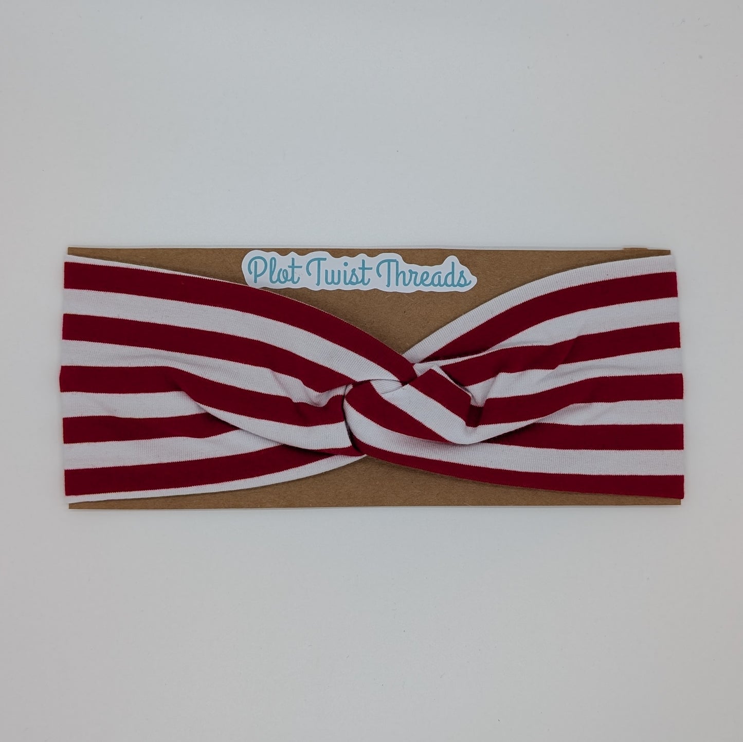 Adult Twist Headband - Red and White Stripes