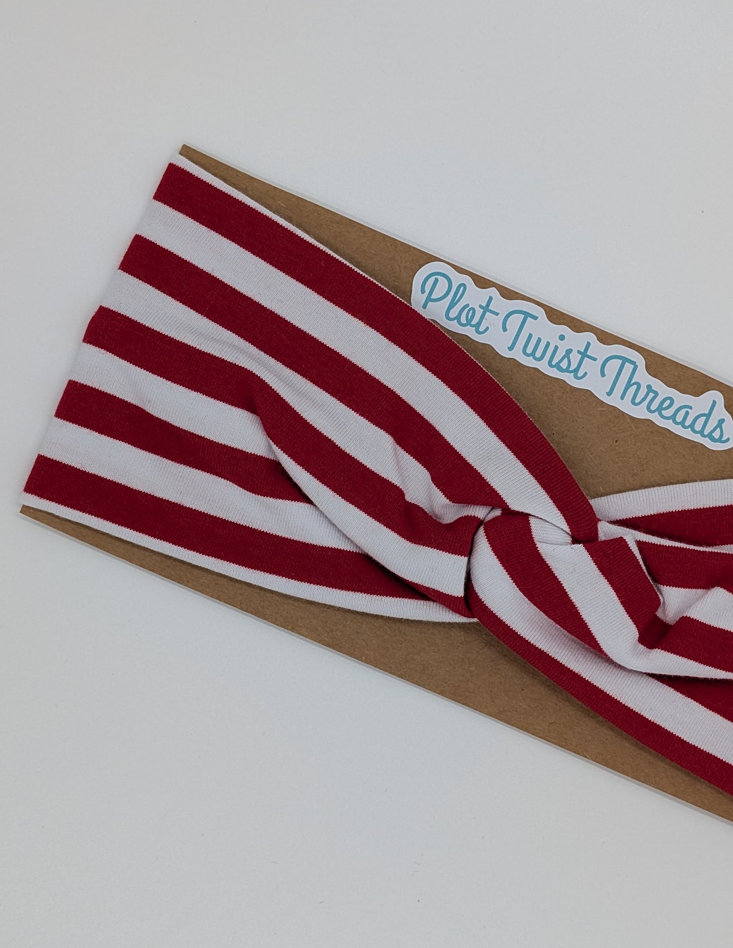 Adult Twist Headband - Red and White Stripes