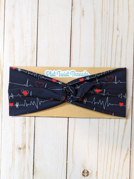 Adult Knot Headband - Heartbeat - Nurse - Medical