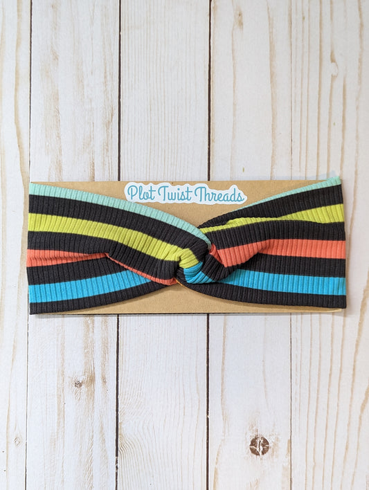 Adult Knot Headband - Rib Knit - Multi Stripe