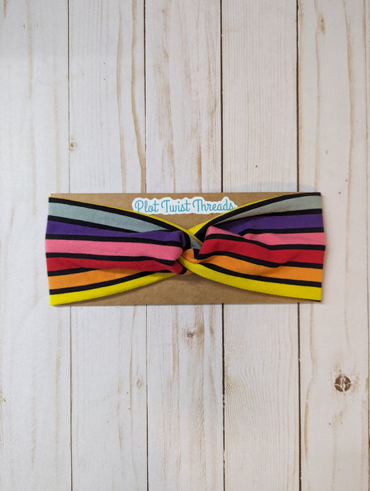 Adult Knot Headband - Jewel Tone Stripes