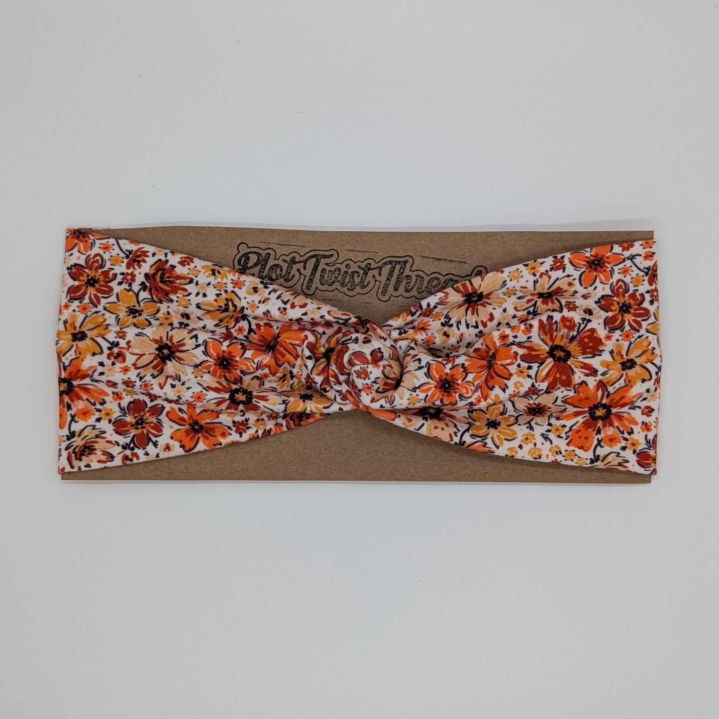 Adult Twist Headband - Orange/Rust Floral