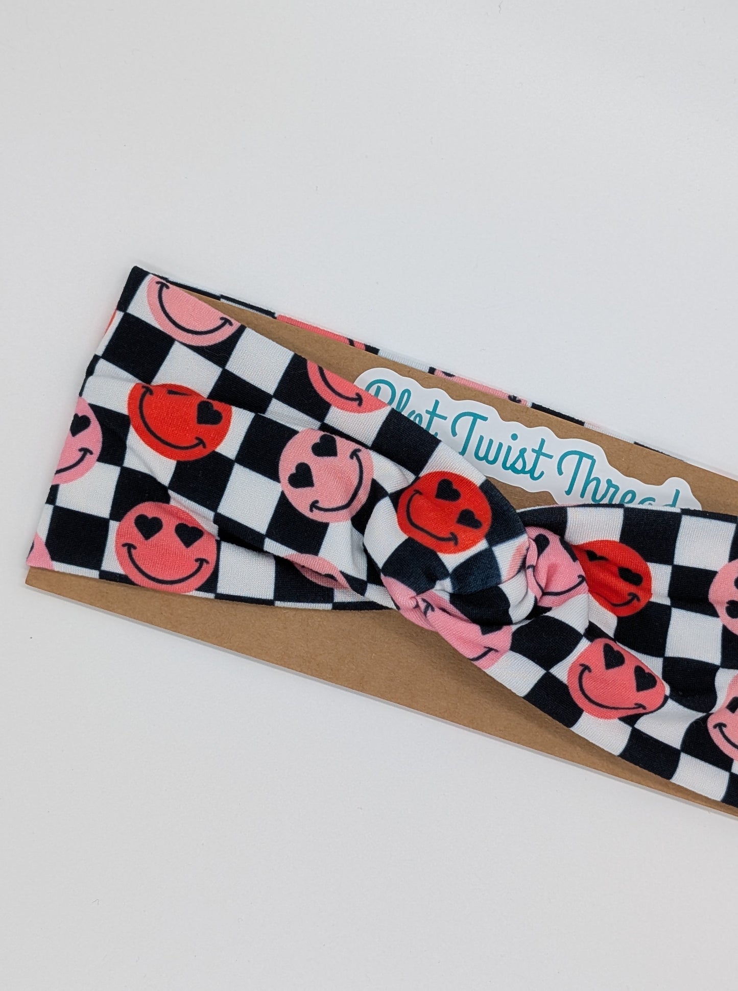 Youth Twist Headband - Heart Eye Smileys