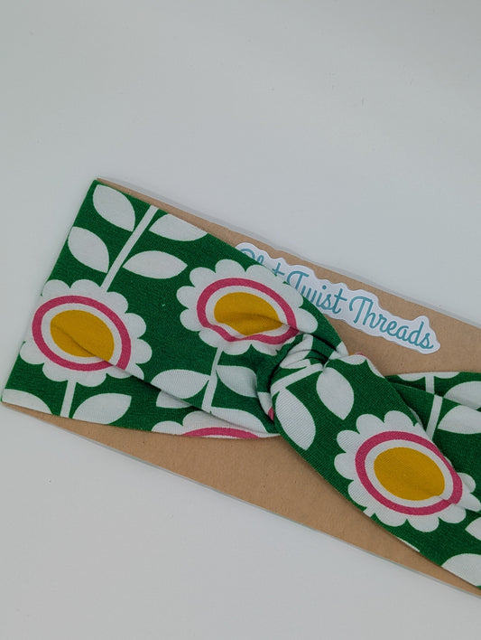 Adult Knot Headband - Green Floral