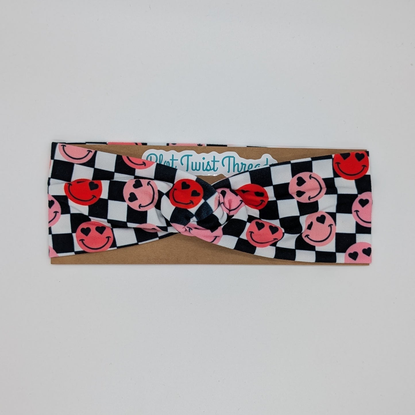 Youth Twist Headband - Heart Eye Smileys