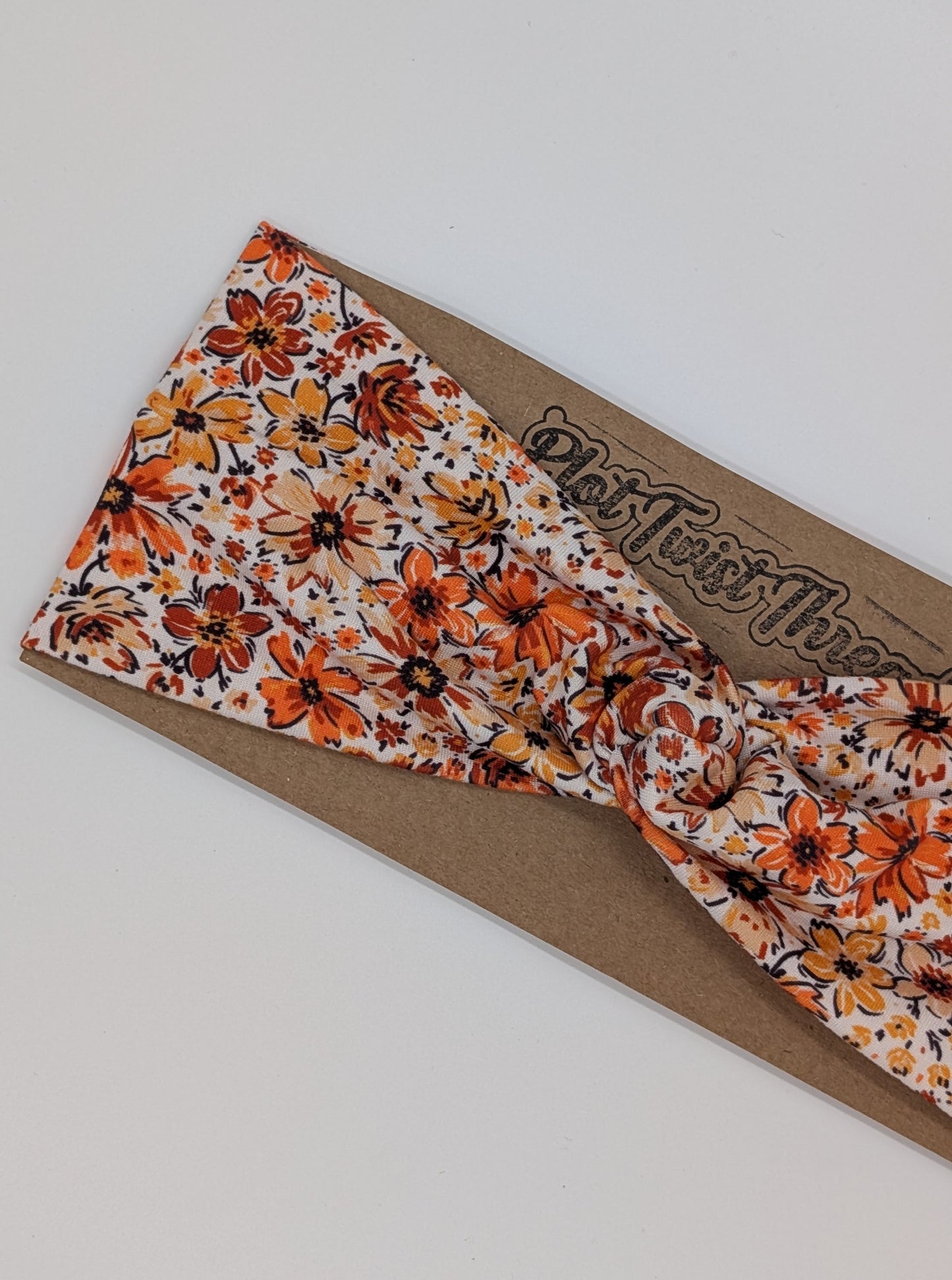 Adult Twist Headband - Orange/Rust Floral