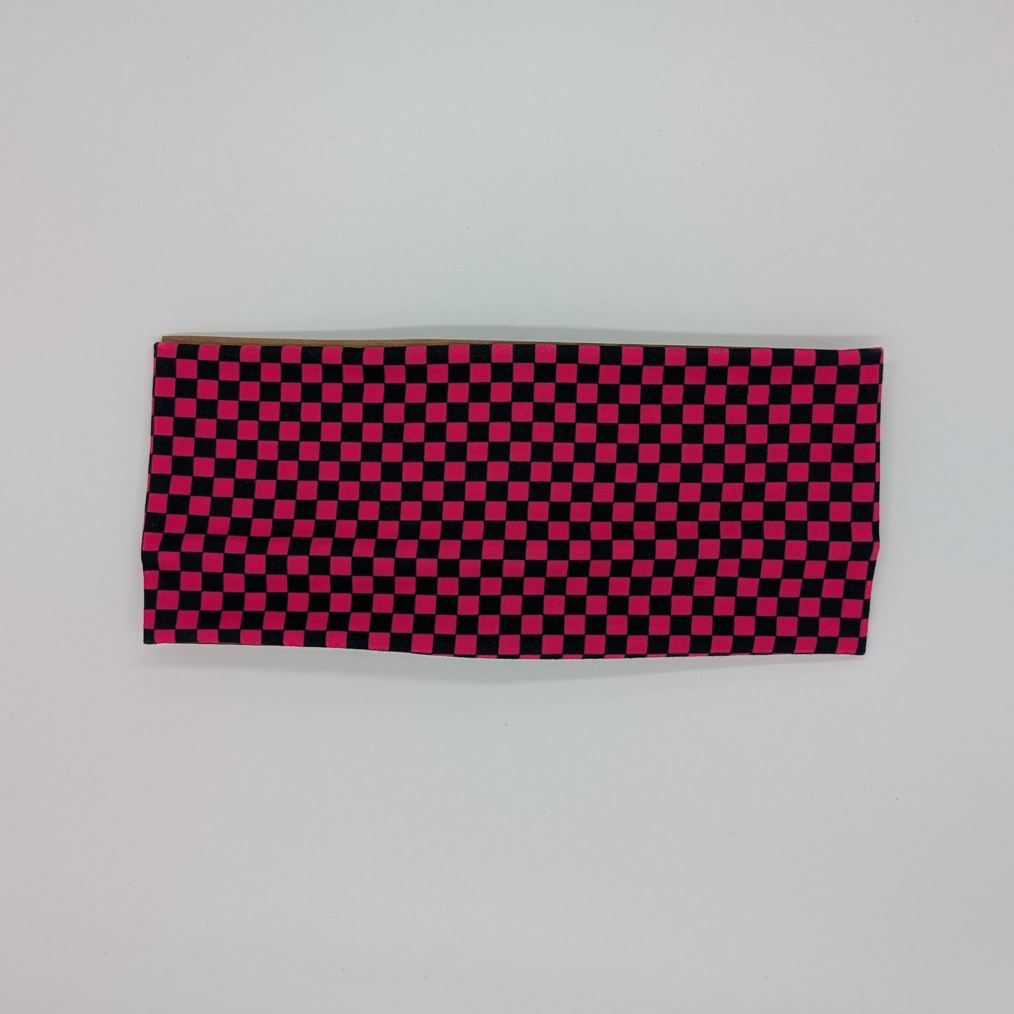 Adult Twist Headband - Checkered Pink and Black