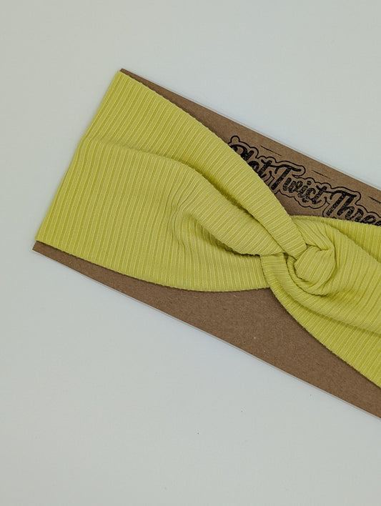 Adult Twist Headband - Rib Knit - Solid - Sunny Lime