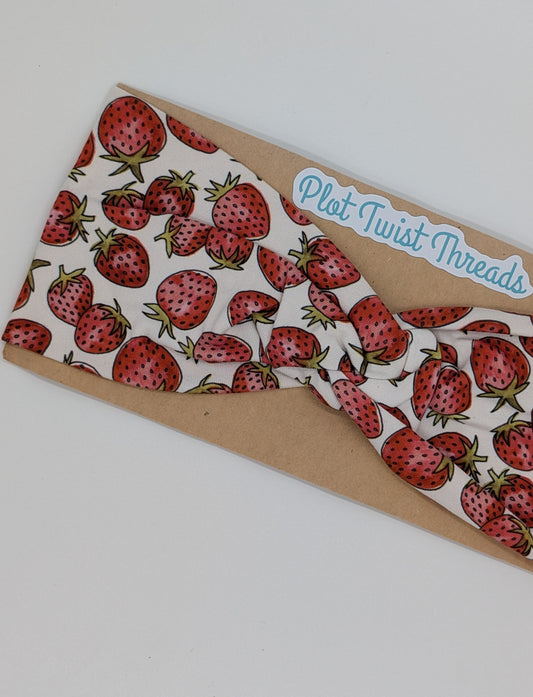 Adult Twist Headband - Strawberries